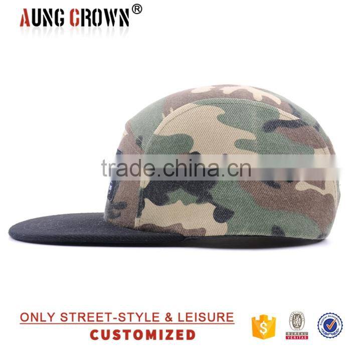 custom 5 panels snapback caps/cool 5 panel cap/camo 5 panel camp cap flat brim