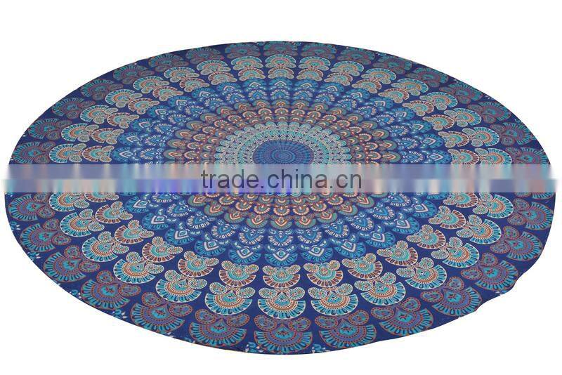 Jaipuri cotton Mandala Round Tapestry hippie beach sheet through table cover 100% cotton wholesale