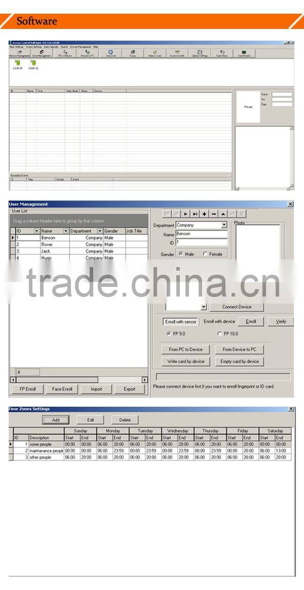 F18 Biometric fingerprint access control with 10000 templates of transaction capacity