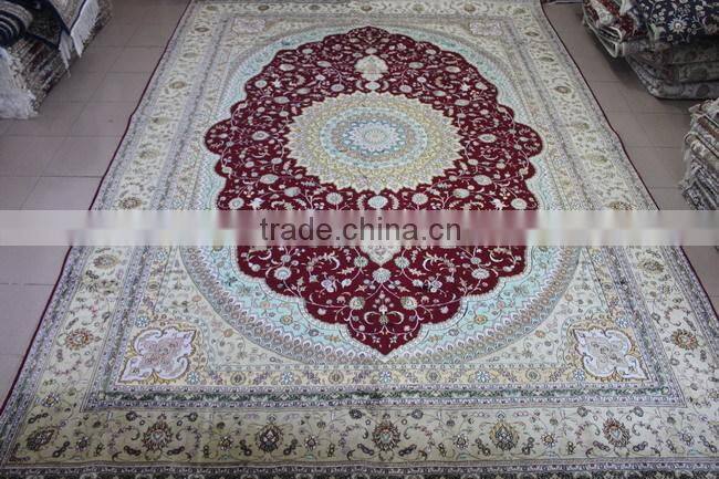 Unique blue pure silk carpet