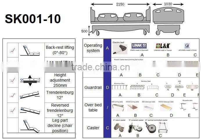 SK001-10 New Design Adjustable Hospital Bed