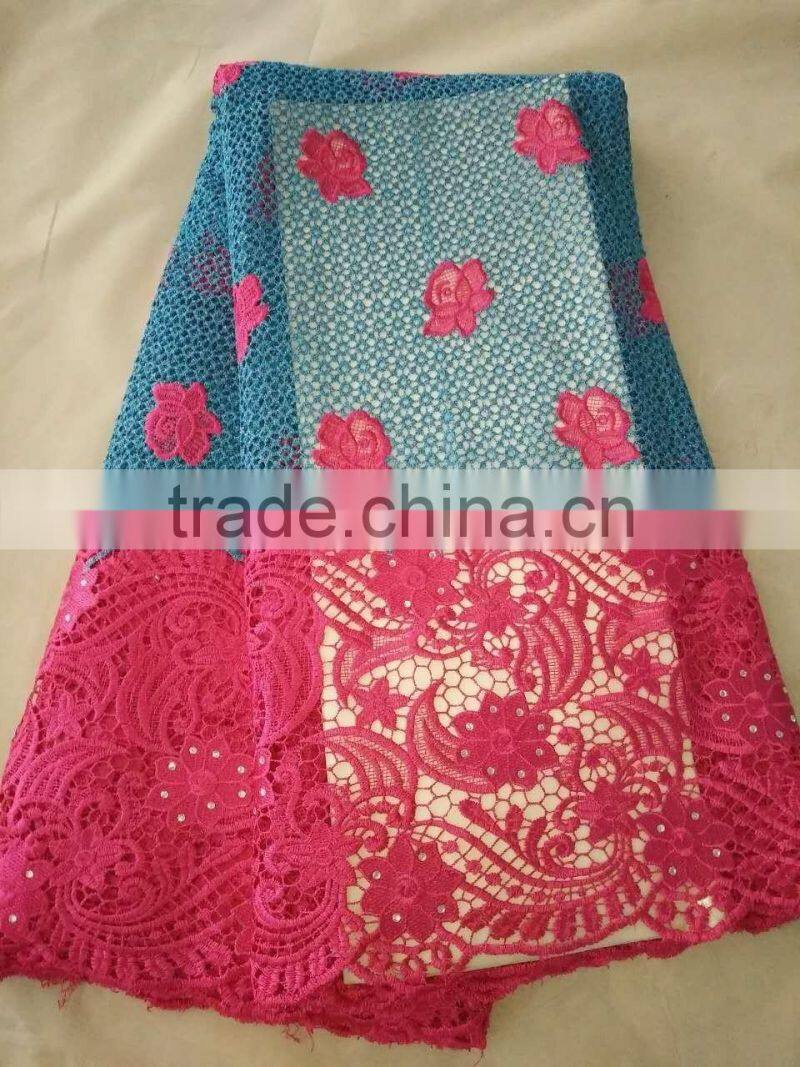 Professional embroidery dresses wholesale cord lace fabric 5 yard