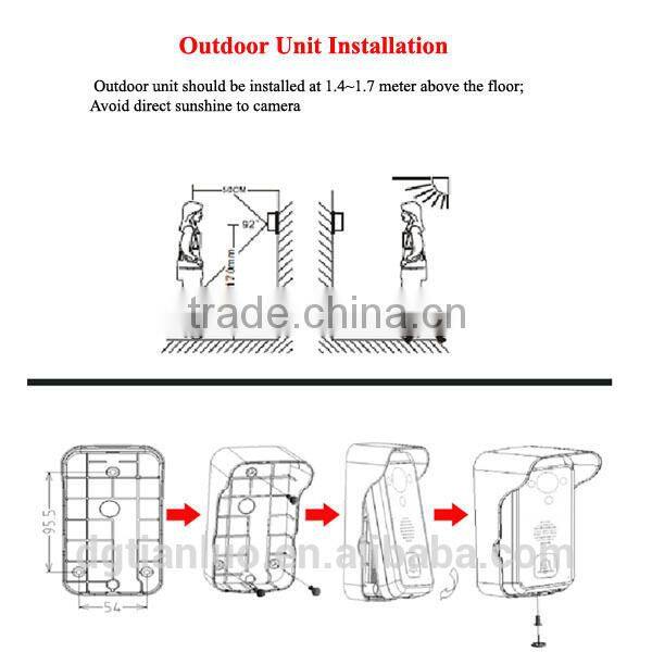 Night Vision Apartment Building Wireless Security System Monitor and Camera