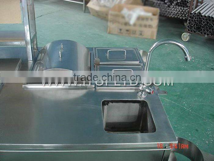 stainless steel mobile gas hot dog cart , food cart , street food kiosk cart for sale