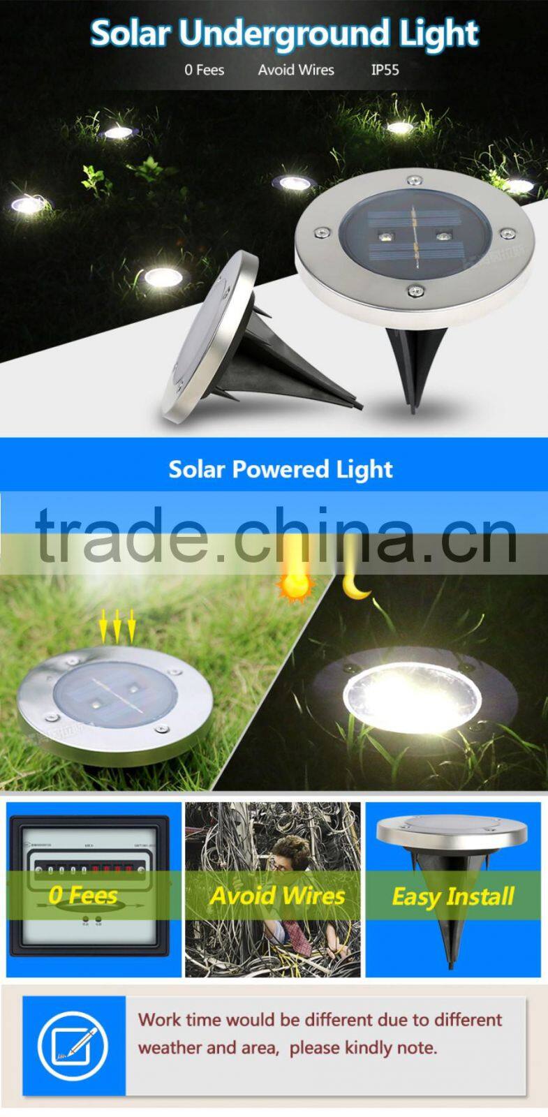 Insert Type Garden Pathway Underground Light LED Solar Lawn Lamp