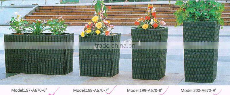 plastic rattan PE weaving plant pot decoration garden planter