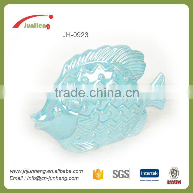 home decor blue glazing ceramic products fish figurines, garden