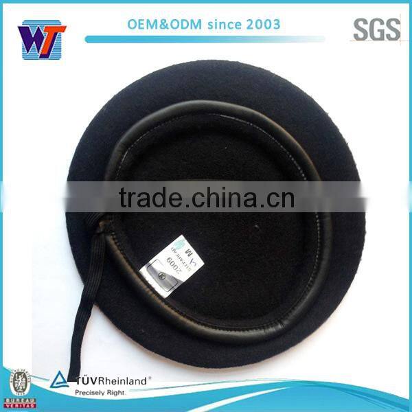 Professional military hats with P/C lining leather beret hat