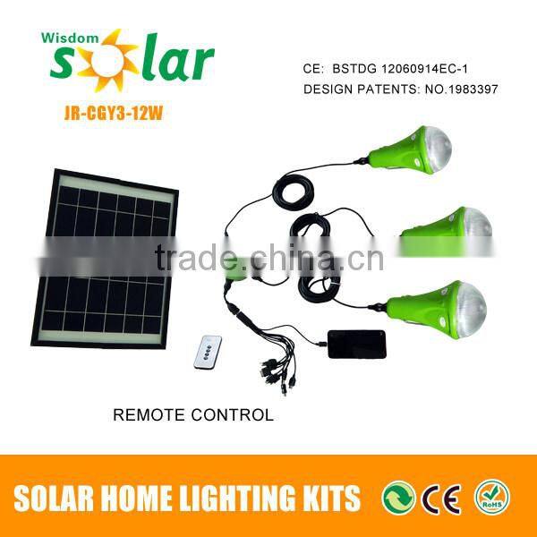 Hot sale automatic dusk to dawn bright led 12pcs solar home light small size with panel indoor emergency use