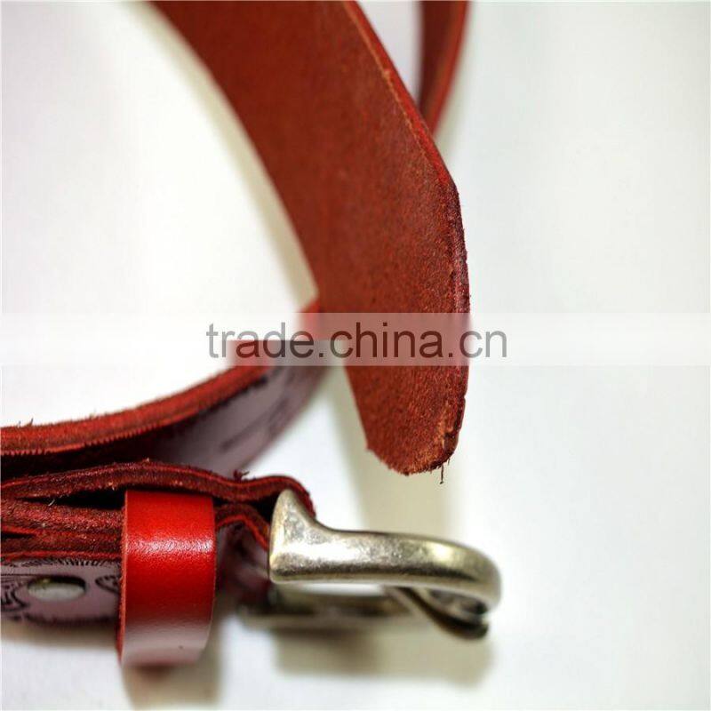 hot sell high quality genuine cowhide leather with pattern design lady belts manufacturers
