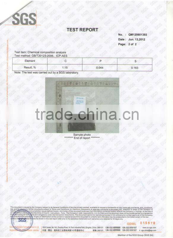 long working life silica 0.4-1.2% shot peening steel shot s280 used for shaping in ships