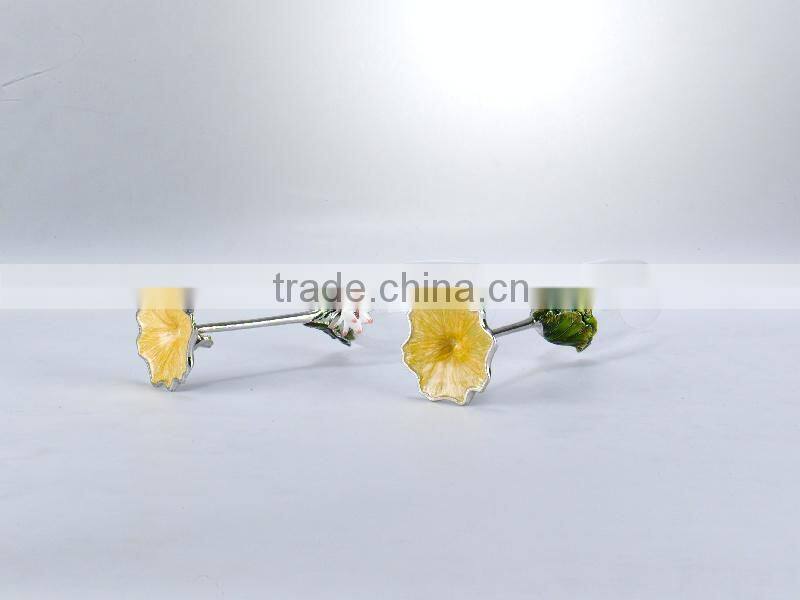 pewter design enamel color craft champagne glass