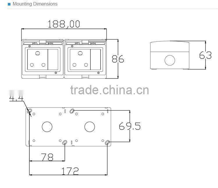 Waterproof Socket With Transparent Cover Waterproof Slide Switch(SP-2SAS)