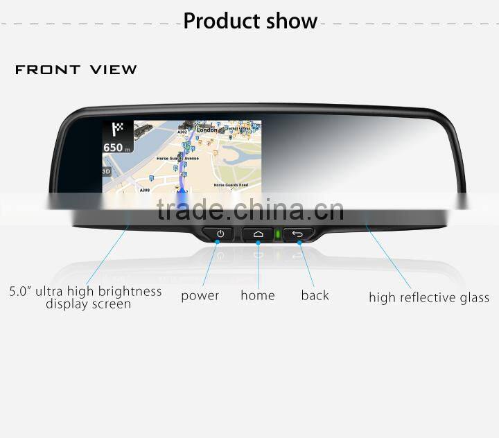Multifunctional Gps navigation car rear view mirror with full hd dual records and wifi