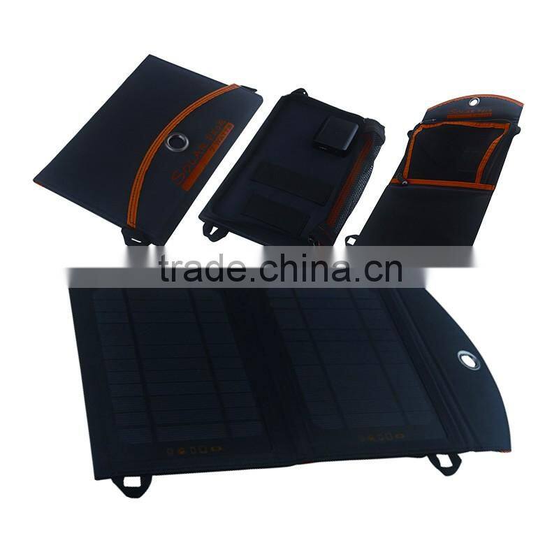 high efficient 5.5V 7W water proof outdoor sporting camping Hiking and traveling solar pack charger