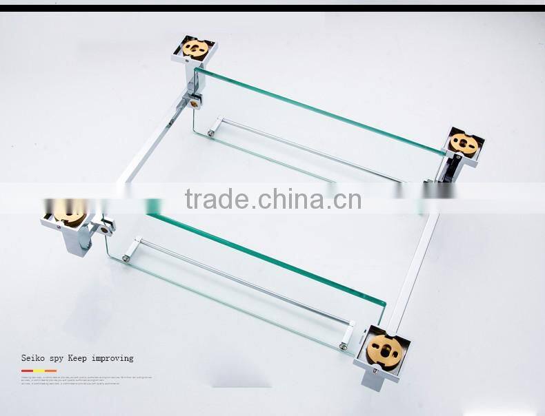 1202 bathroom accessory new A square Double glass shelf hotel use modern kitchen
