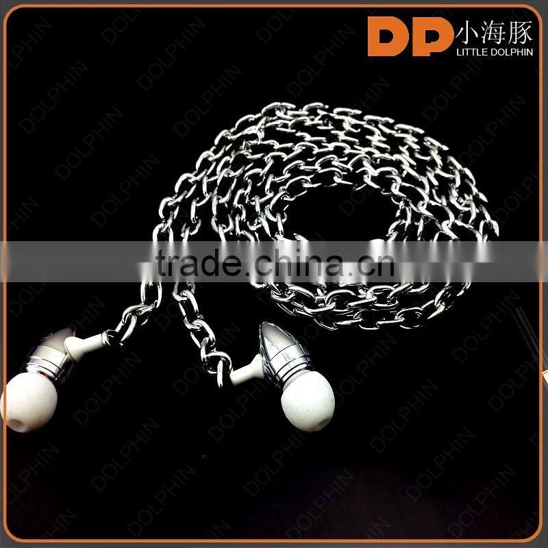 cheap and stylish headphones noise cancelling metal chain OEM earphone