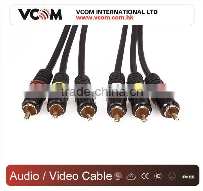 2015 Top Selling RCA Cable 1.8m 3RCA Jacks to 3RCA Jacks