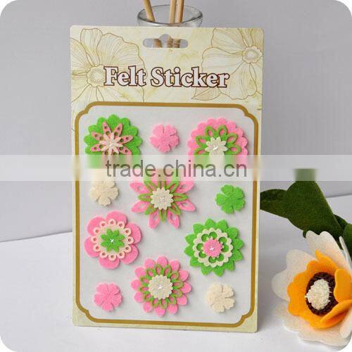 adhesive felt sticker, 3d sticker , handmade felt sticker, scrapbooking sticker, layered sticker , flower felt sticker