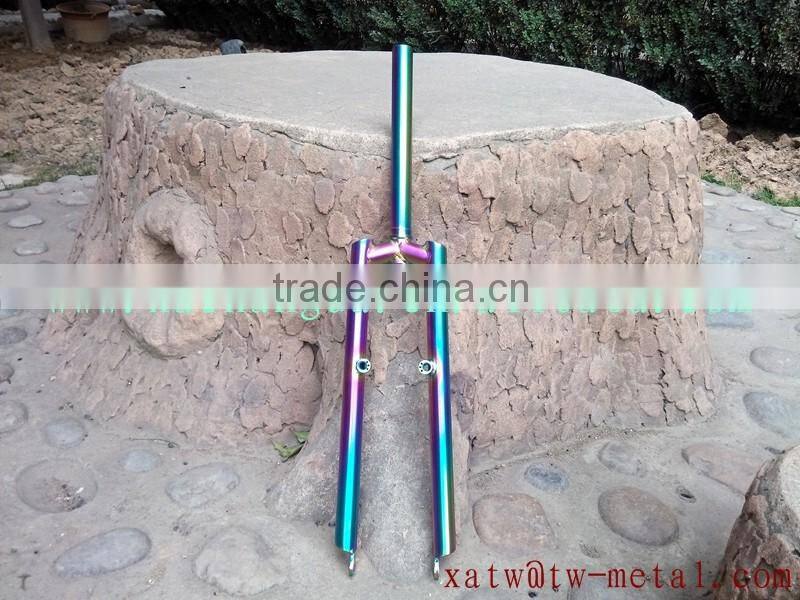 titanium MTB fork with rainbow colour rainbow colour MTB fork