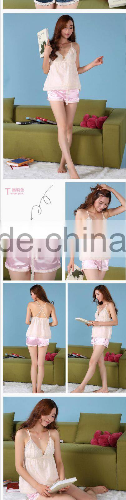 Pajama Set Cotton Lounge Wear Knitted Sleepwear Sleeveless Suit Silk Pants Set