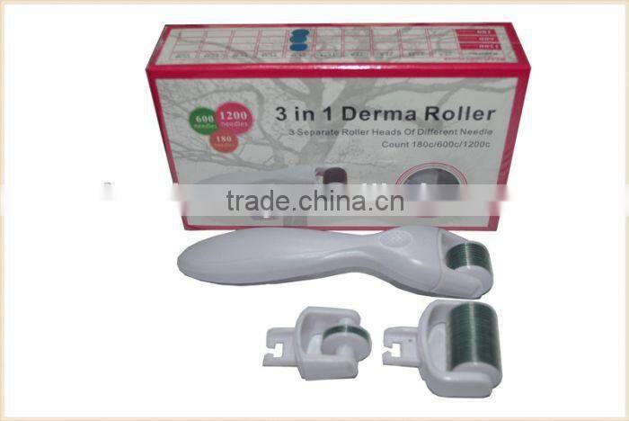 changeable heads professional derma roller/microneedling dermaroller 3 in 1 functions titanium needles rolling system