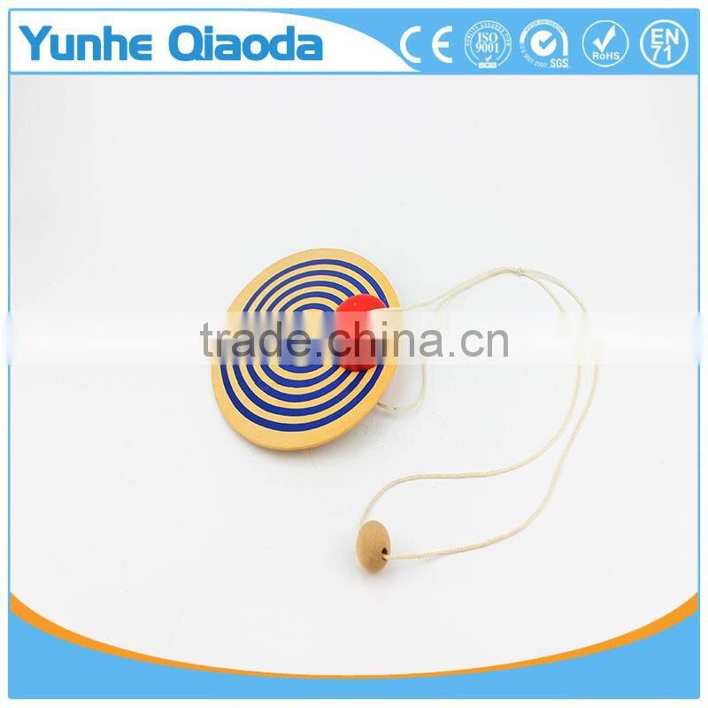 wooden kid toy handle pull wire spining top special gift toys