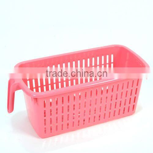 solid color rectangle handheld kitchen bathroom storage basket-red