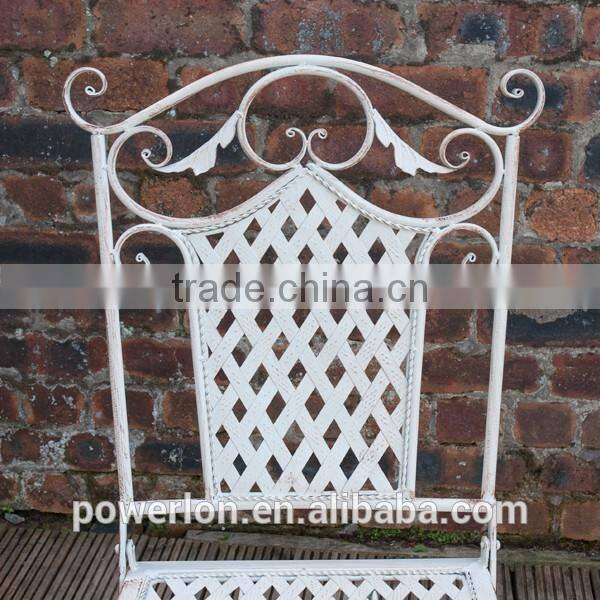 Antique cream wrought iron durable folding patio chair