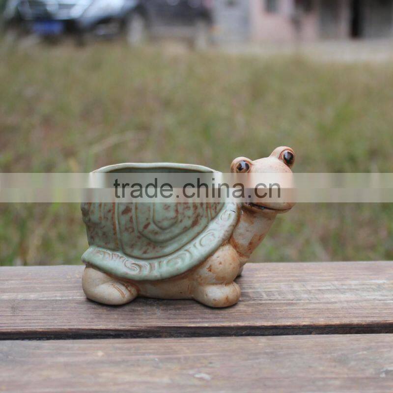 New design tortoise ceramic animal shape garden planter