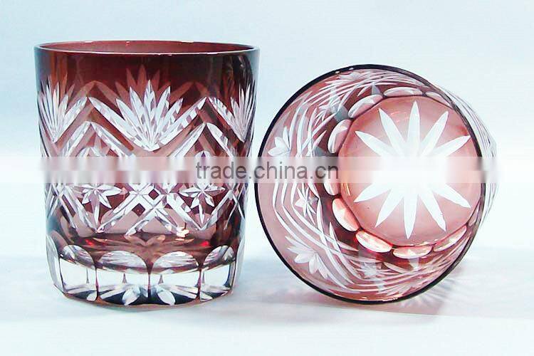 cobalt blue 8 oz stock hand cut round glass tumbler