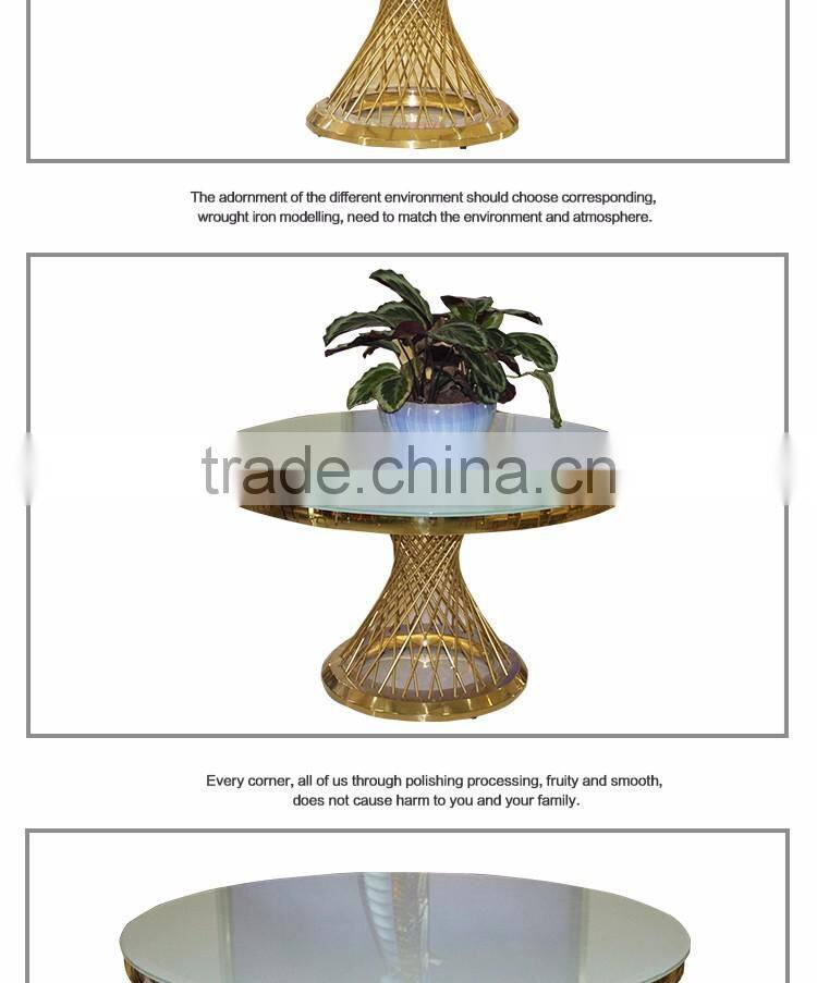 Foshan furniture stainless steel with glass top table for dining hotel