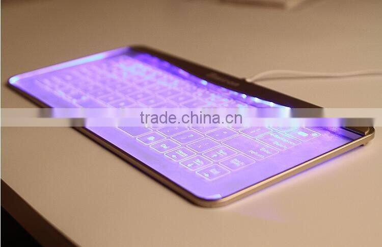 Newest Fashion Glass Touch LED Backlit Universal Wired Keyboard Transparent Glass LED Touch Keyboard