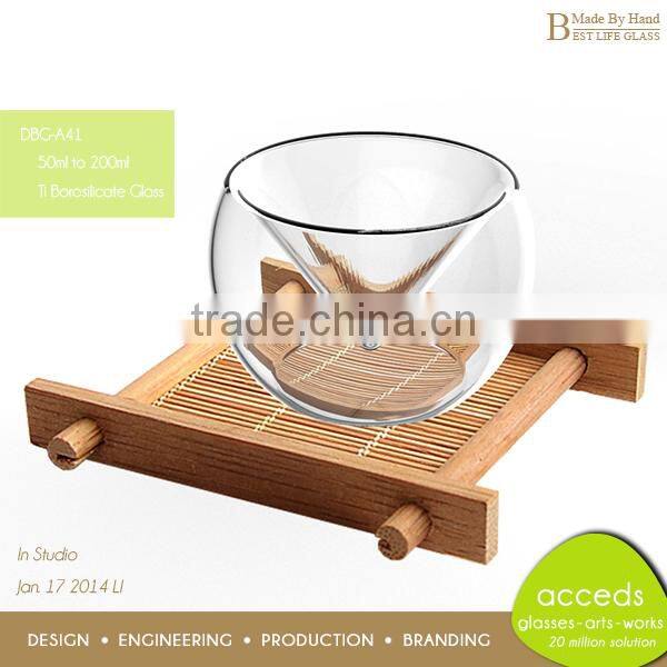 Custom Unbreakable Borosilicate Clear Double Wall Glass Tea Cup