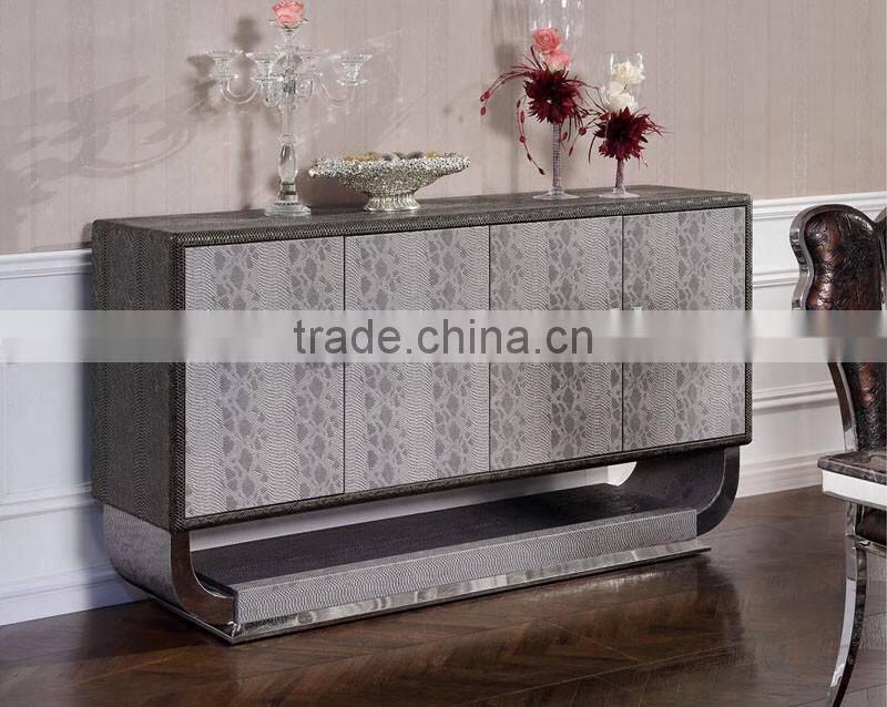 modern dining/kitchen cabinet/sideboard with stainless steel frame F107