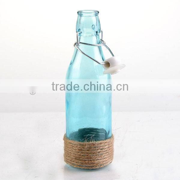Spray blue square bottle bottom vase & milk bottles