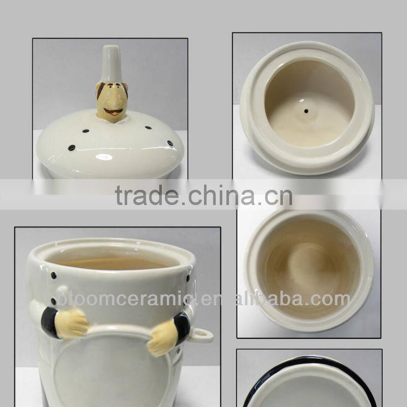 Chef design porcelain airtight canister