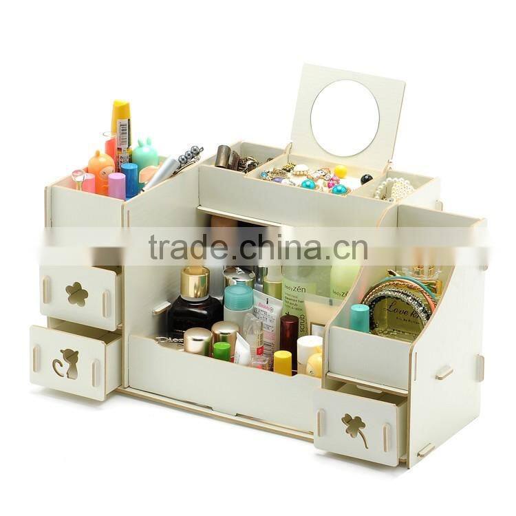 The new large wooden box The cat DIY cosmetic storage box desktop drawer storage