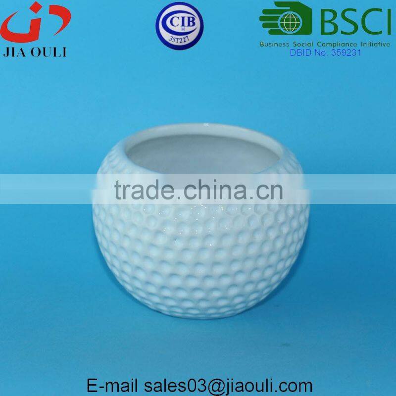 Glazed white ceramic cup, cup shape flower planter