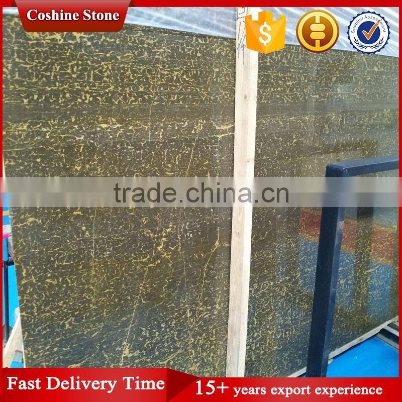 China popular polished gold veins black marble slab