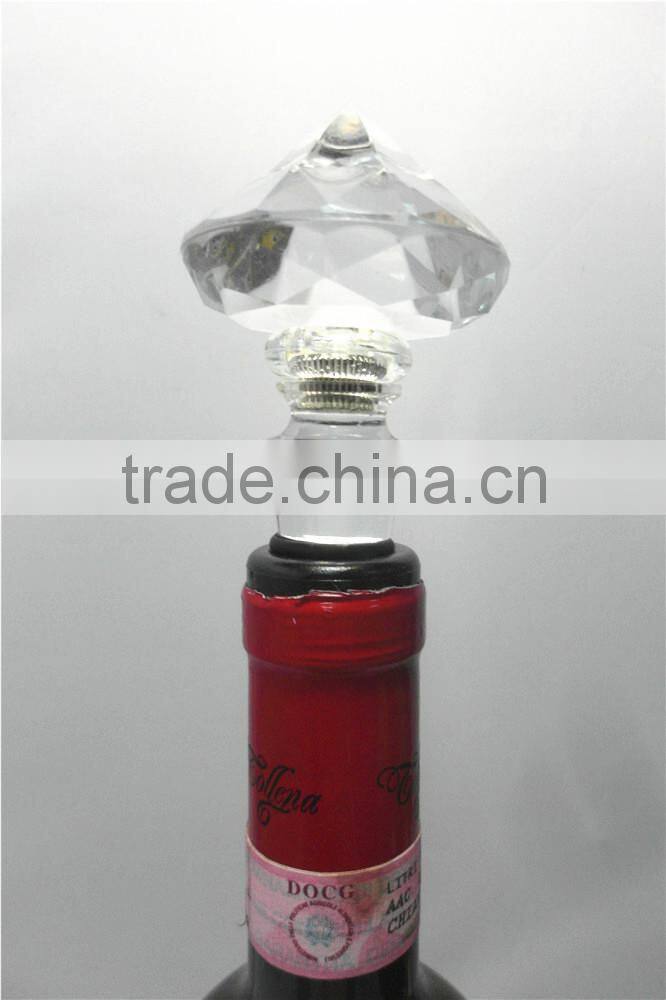 LED plastic clear crystal manufacture diamond wine bottle stopper