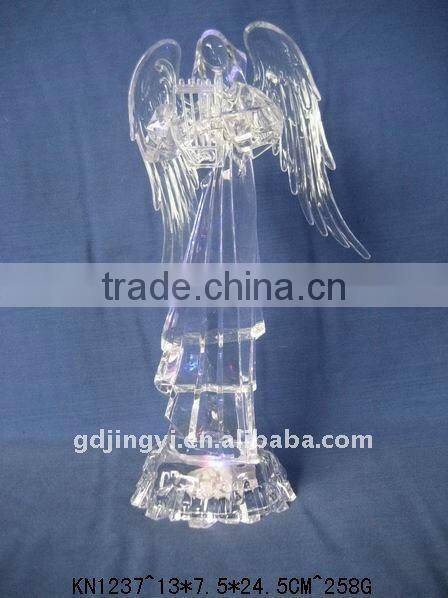 acrylic Christmas angels figurines hold a heart with LED light