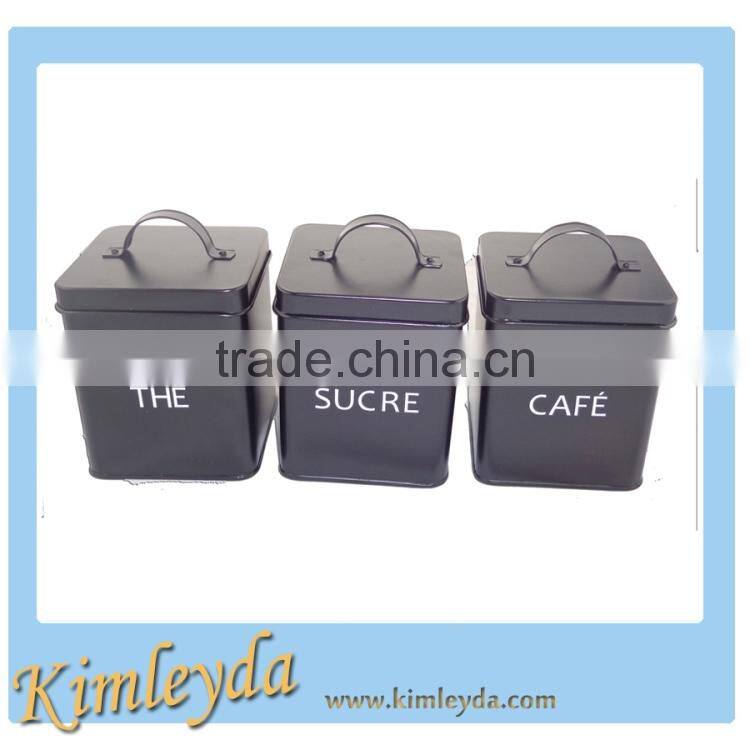 set of 3 sugar coffee tea canister in red