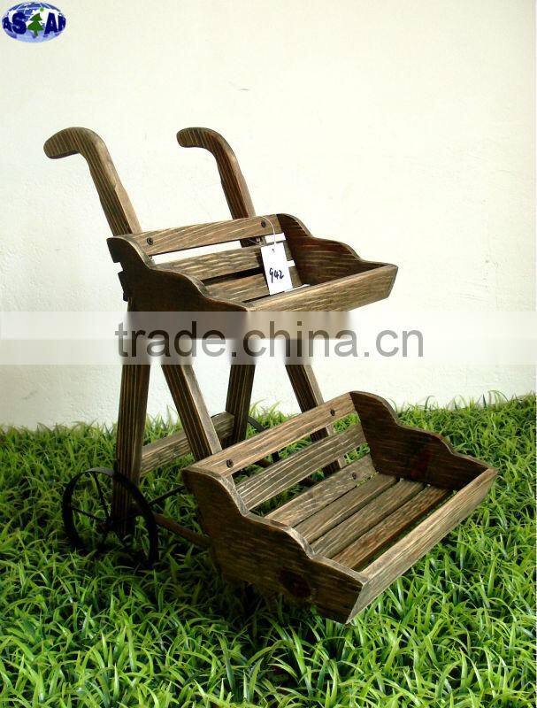 Mini wooden cart for flowers and plants