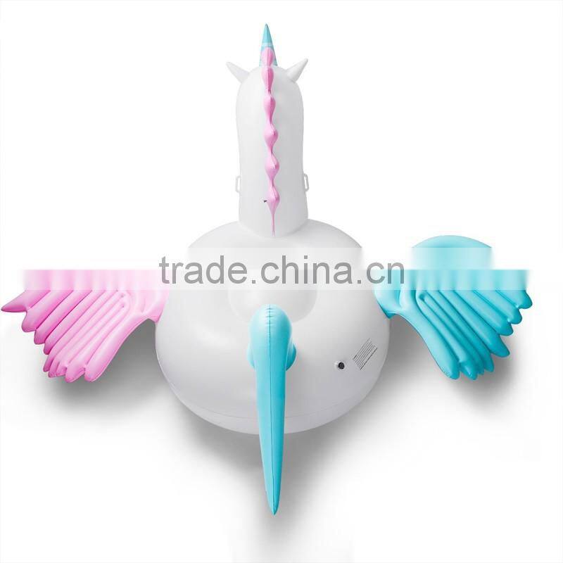 2017 new style hot selling leasure giant inflatable rainbow colorfull unicorn pool float ourdoor swim ring raft water party toys