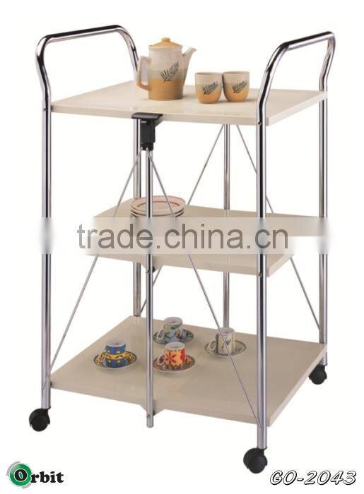 Folding Kitchen Wooden Serving Trolley food cart