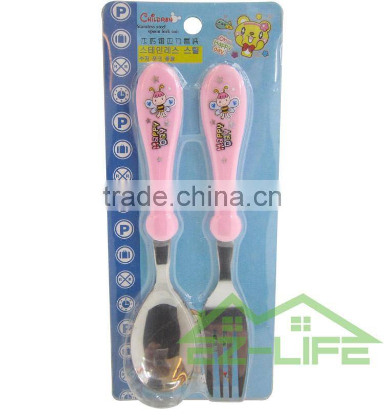 Korean cute stainless steel baby spoon and fork set