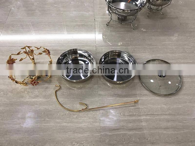 New design red flower 8Liter stainless steel cheap chafing dish for butter