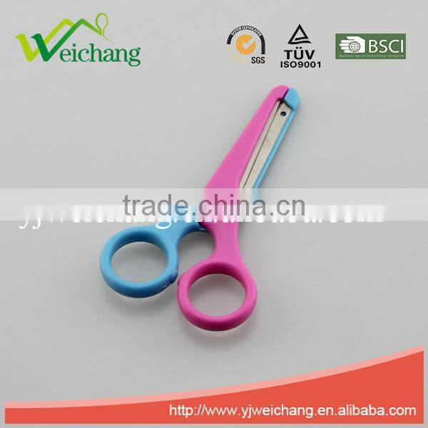 WCSC117 premium novelty wholesale soft handle colorful school children plastic scissors funny shape