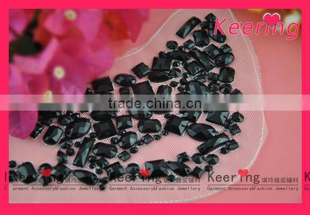 black stone embroidery beaded patch for T-shirt WPH-1691